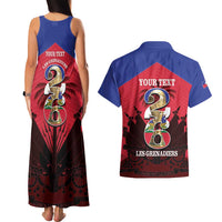 Personalized Les Grenadiers Haiti Football Couples Matching Tank Maxi Dress and Hawaiian Shirt 2026 Nou Retounen Red Version - Wonder Print Shop