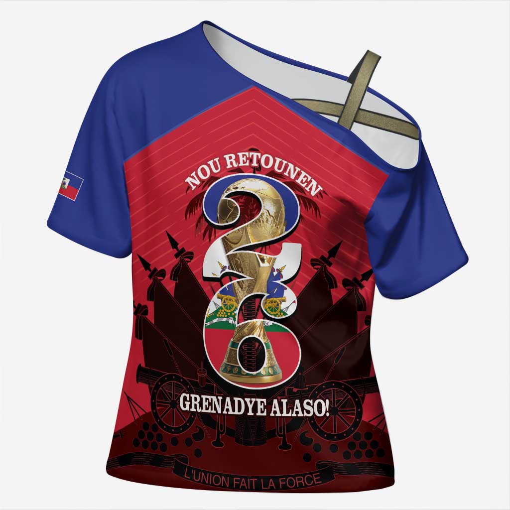 Personalized Les Grenadiers Haiti Football Cross Shoulder Shirt 2026 Nou Retounen Red Version - Wonder Print Shop