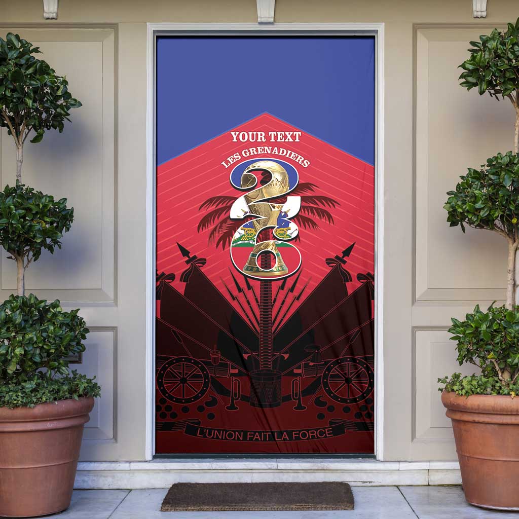 Personalized Les Grenadiers Haiti Football Door Cover 2026 Nou Retounen Red Version - Wonder Print Shop