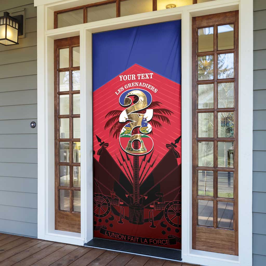 Personalized Les Grenadiers Haiti Football Door Cover 2026 Nou Retounen Red Version - Wonder Print Shop