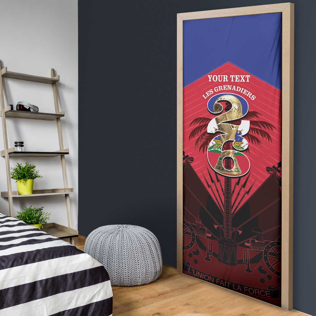 Personalized Les Grenadiers Haiti Football Door Cover 2026 Nou Retounen Red Version - Wonder Print Shop