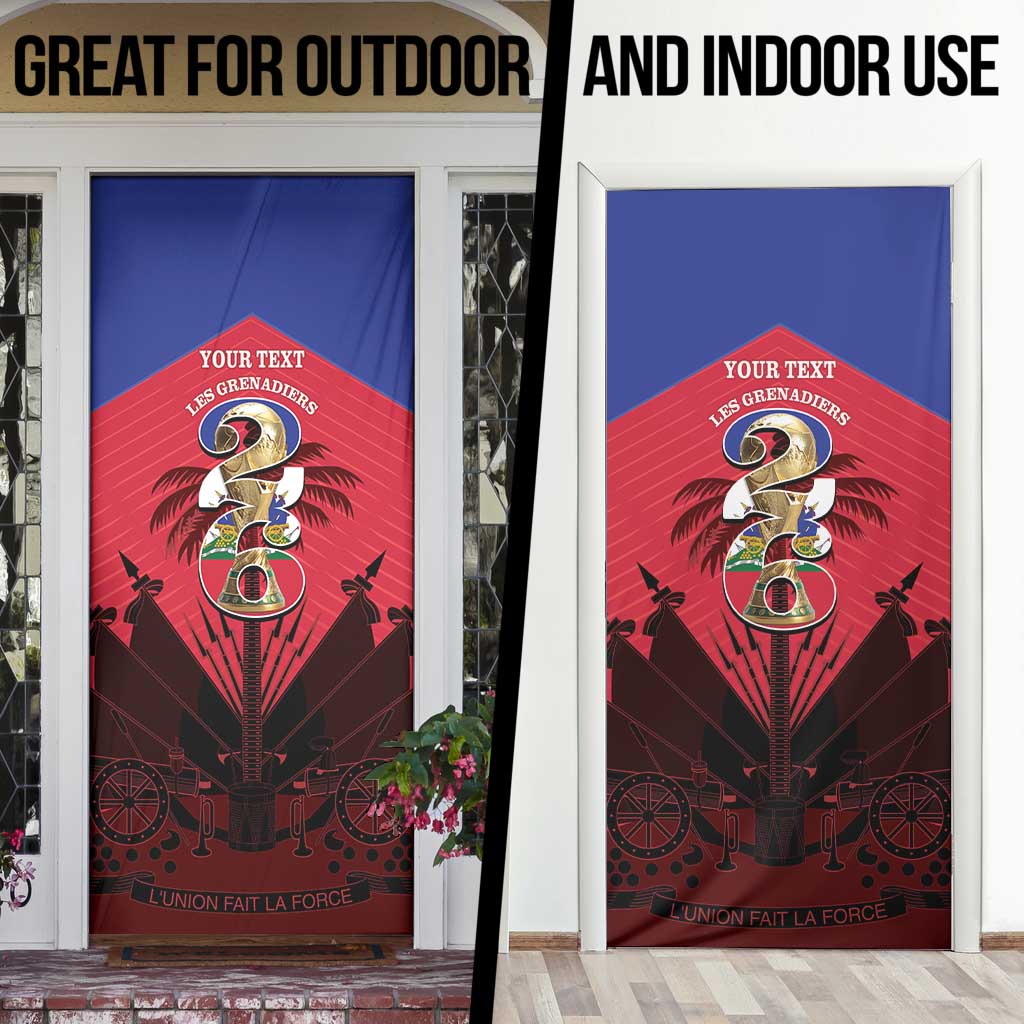 Personalized Les Grenadiers Haiti Football Door Cover 2026 Nou Retounen Red Version - Wonder Print Shop