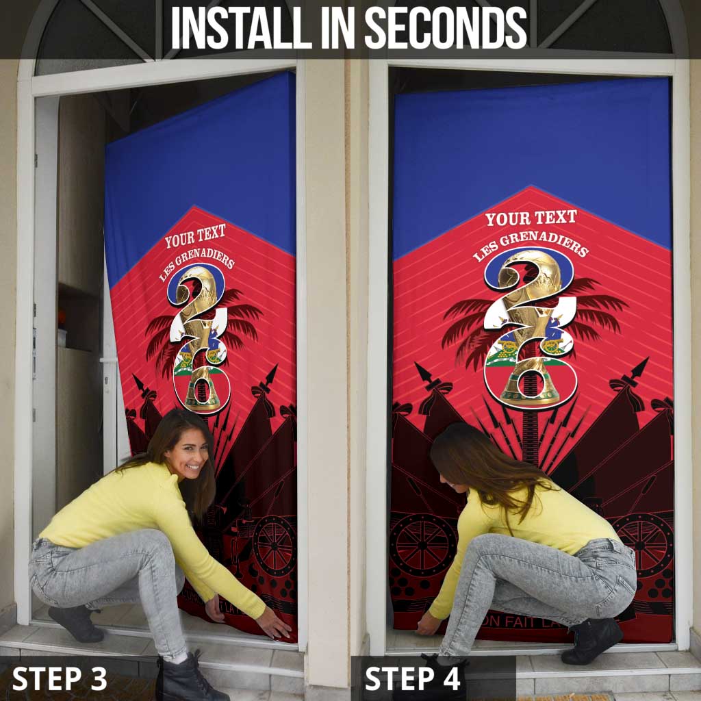 Personalized Les Grenadiers Haiti Football Door Cover 2026 Nou Retounen Red Version - Wonder Print Shop
