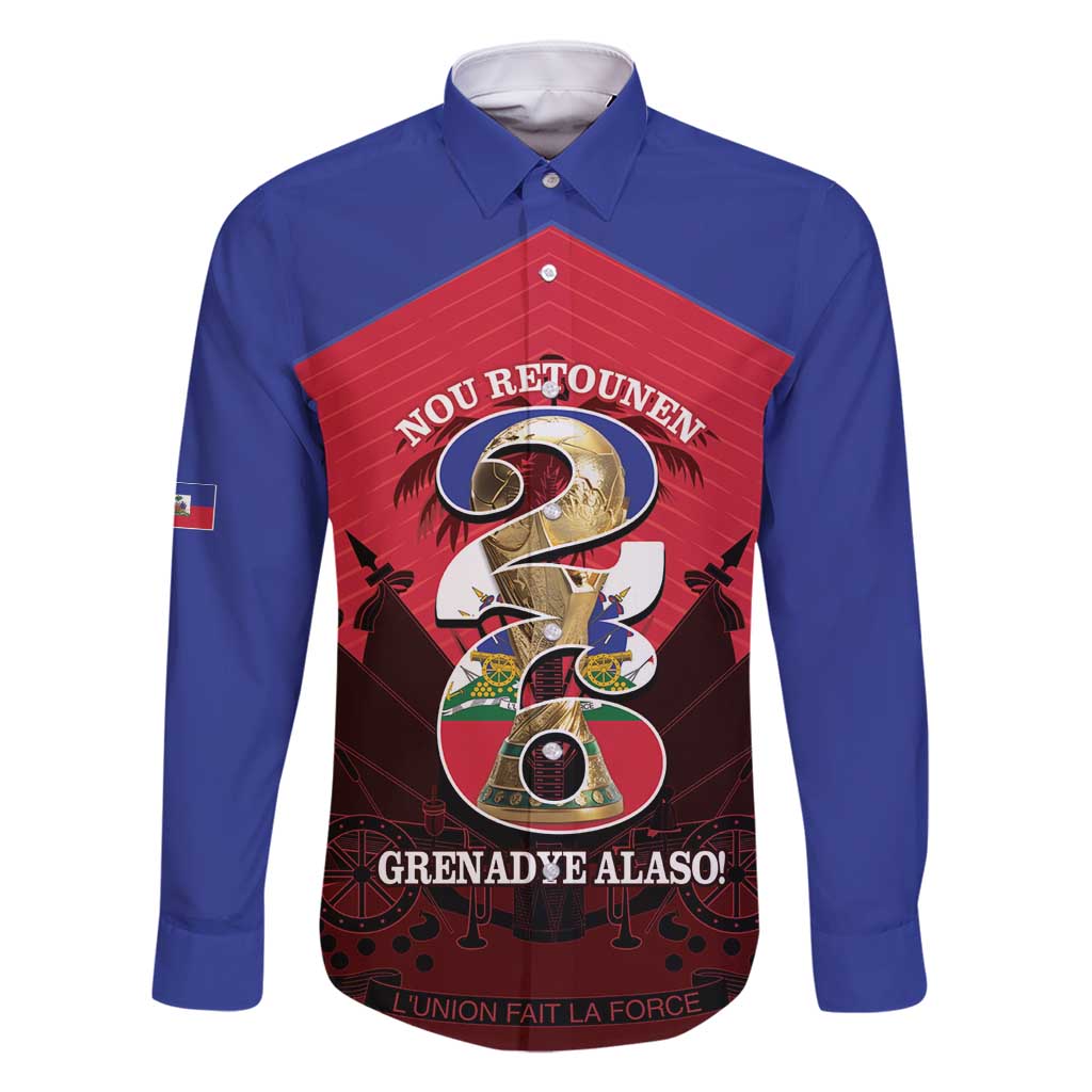 Personalized Les Grenadiers Haiti Football Family Matching Long Sleeve Bodycon Dress and Hawaiian Shirt 2026 Nou Retounen Red Version - Wonder Print Shop