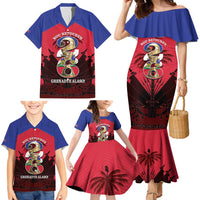 Personalized Les Grenadiers Haiti Football Family Matching Mermaid Dress and Hawaiian Shirt 2026 Nou Retounen Red Version - Wonder Print Shop