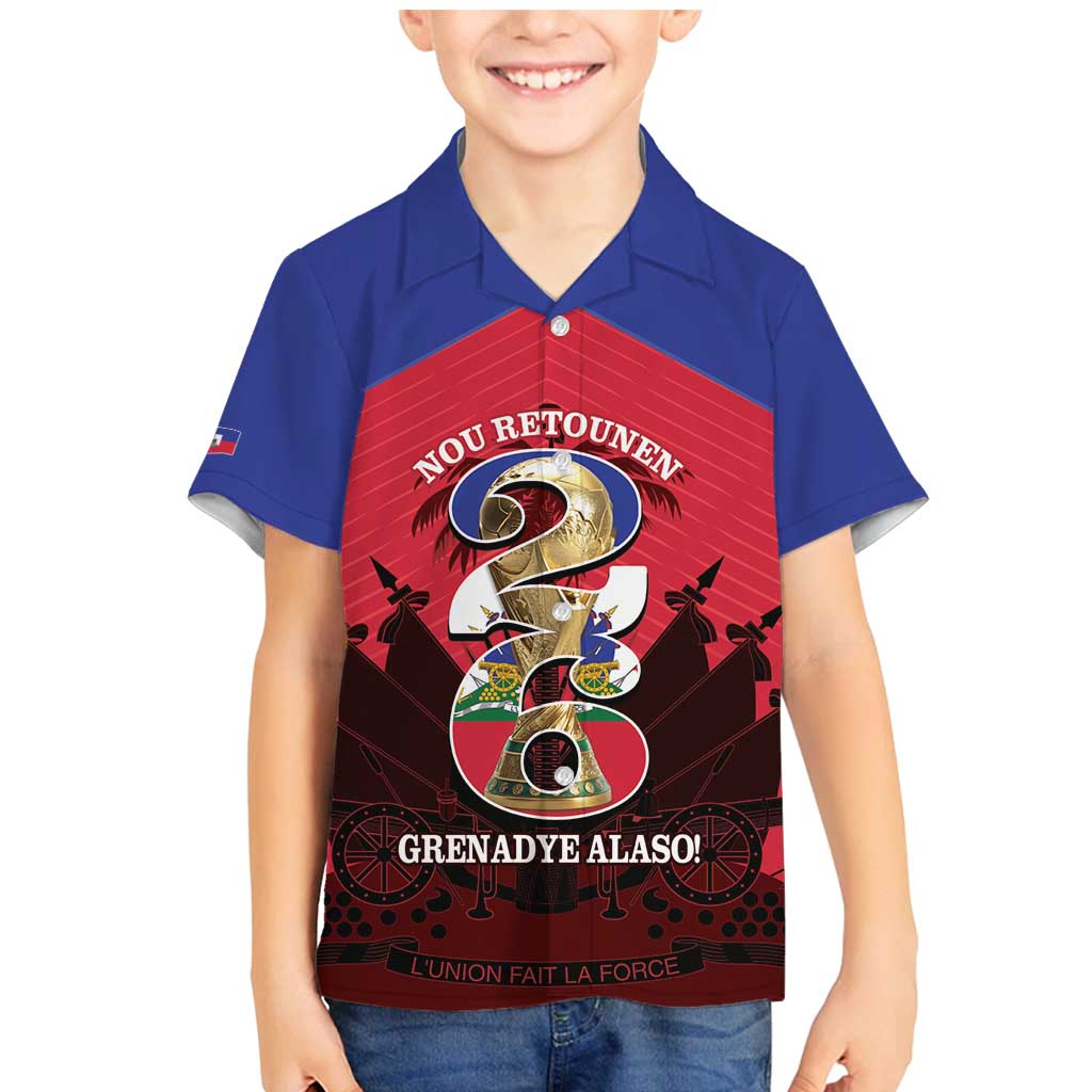 Personalized Les Grenadiers Haiti Football Family Matching Mermaid Dress and Hawaiian Shirt 2026 Nou Retounen Red Version - Wonder Print Shop