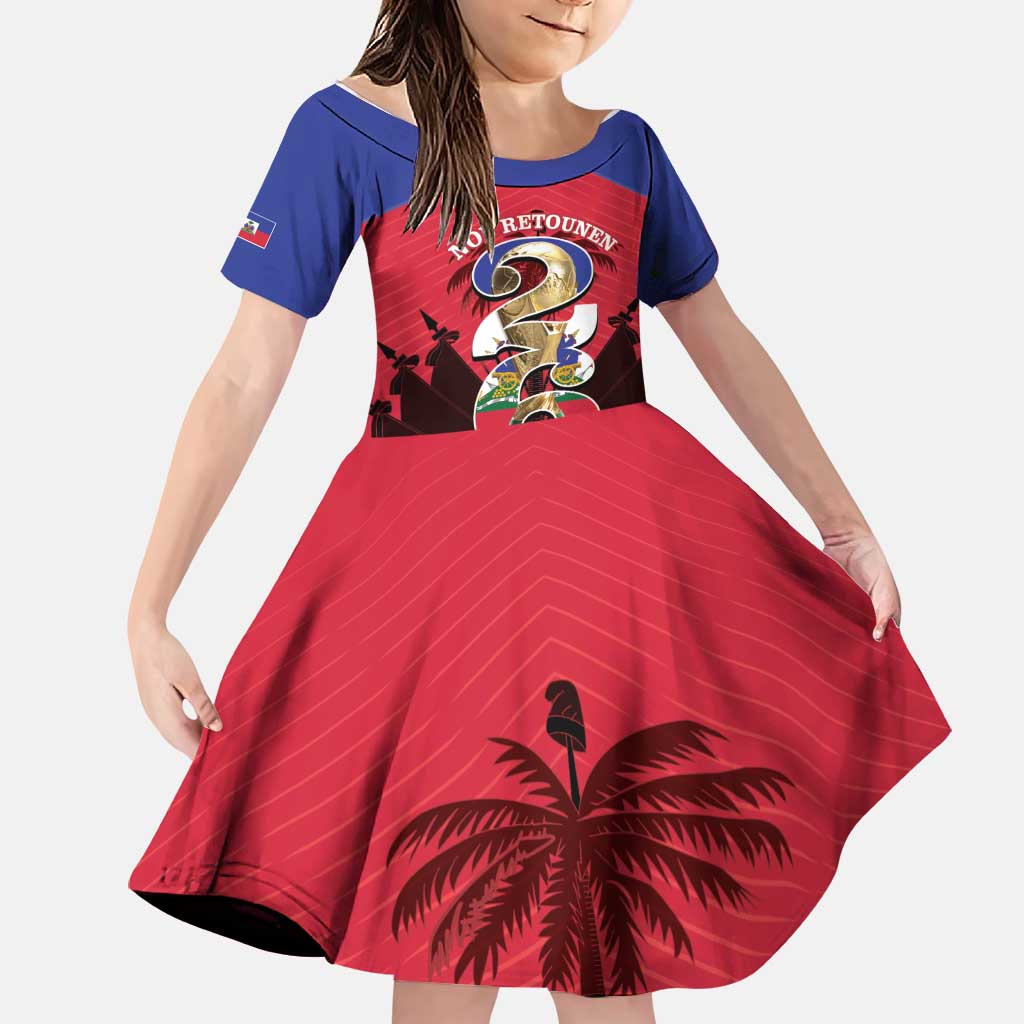 Personalized Les Grenadiers Haiti Football Family Matching Off The Shoulder Long Sleeve Dress and Hawaiian Shirt 2026 Nou Retounen Red Version - Wonder Print Shop