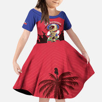 Personalized Les Grenadiers Haiti Football Family Matching Off The Shoulder Long Sleeve Dress and Hawaiian Shirt 2026 Nou Retounen Red Version - Wonder Print Shop