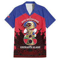 Personalized Les Grenadiers Haiti Football Family Matching Off The Shoulder Long Sleeve Dress and Hawaiian Shirt 2026 Nou Retounen Red Version - Wonder Print Shop