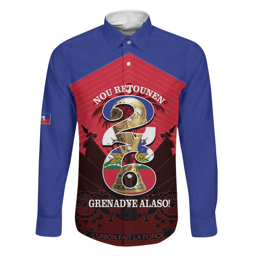 Personalized Les Grenadiers Haiti Football Family Matching Off The Shoulder Long Sleeve Dress and Hawaiian Shirt 2026 Nou Retounen Red Version - Wonder Print Shop
