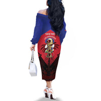 Personalized Les Grenadiers Haiti Football Family Matching Off The Shoulder Long Sleeve Dress and Hawaiian Shirt 2026 Nou Retounen Red Version - Wonder Print Shop
