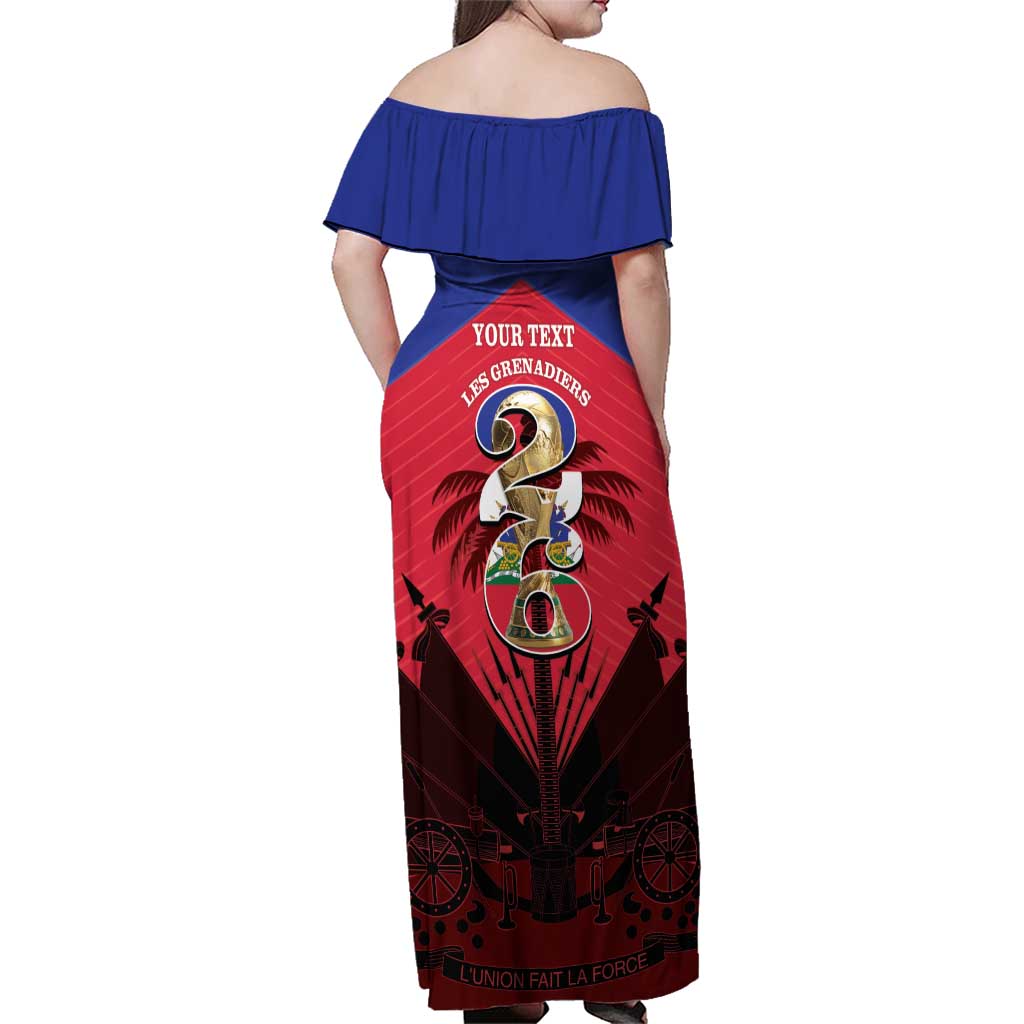 Personalized Les Grenadiers Haiti Football Family Matching Off Shoulder Maxi Dress and Hawaiian Shirt 2026 Nou Retounen Red Version - Wonder Print Shop