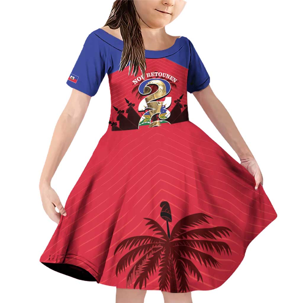 Personalized Les Grenadiers Haiti Football Family Matching Off Shoulder Short Dress and Hawaiian Shirt 2026 Nou Retounen Red Version - Wonder Print Shop