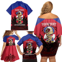 Personalized Les Grenadiers Haiti Football Family Matching Off Shoulder Short Dress and Hawaiian Shirt 2026 Nou Retounen Red Version - Wonder Print Shop