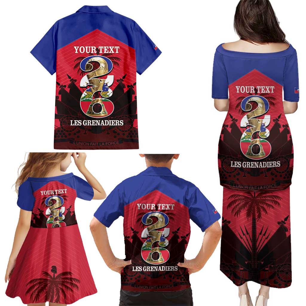 Personalized Les Grenadiers Haiti Football Family Matching Puletasi and Hawaiian Shirt 2026 Nou Retounen Red Version - Wonder Print Shop