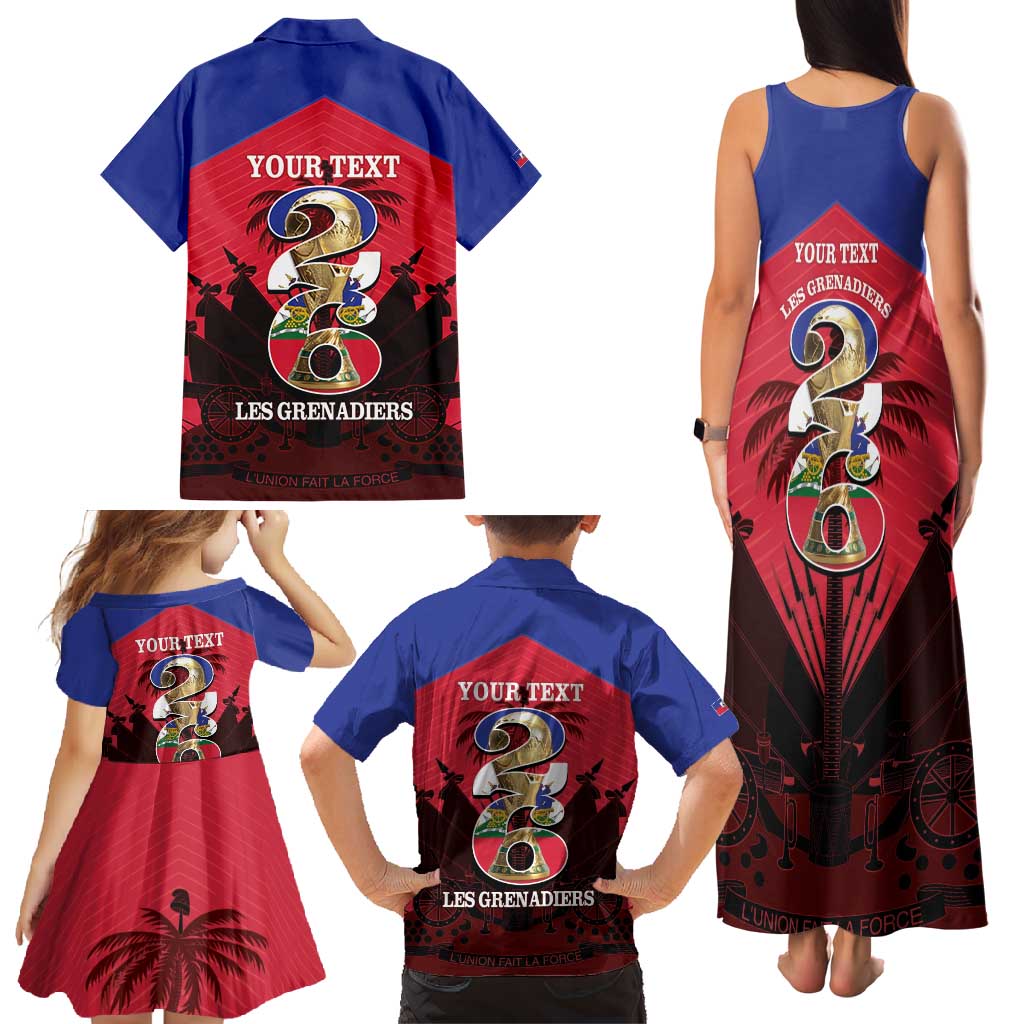 Personalized Les Grenadiers Haiti Football Family Matching Tank Maxi Dress and Hawaiian Shirt 2026 Nou Retounen Red Version - Wonder Print Shop