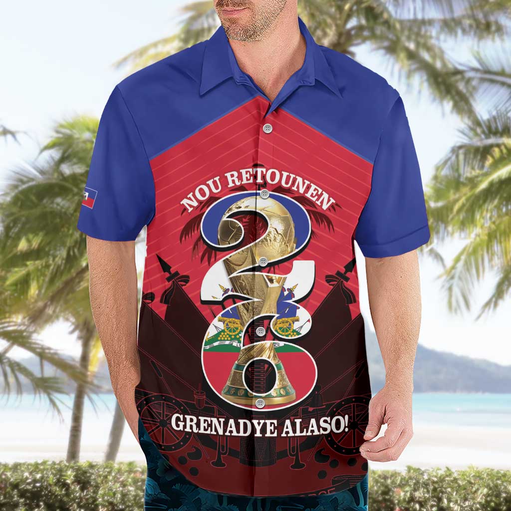 Personalized Les Grenadiers Haiti Football Hawaiian Shirt 2026 Nou Retounen Red Version - Wonder Print Shop