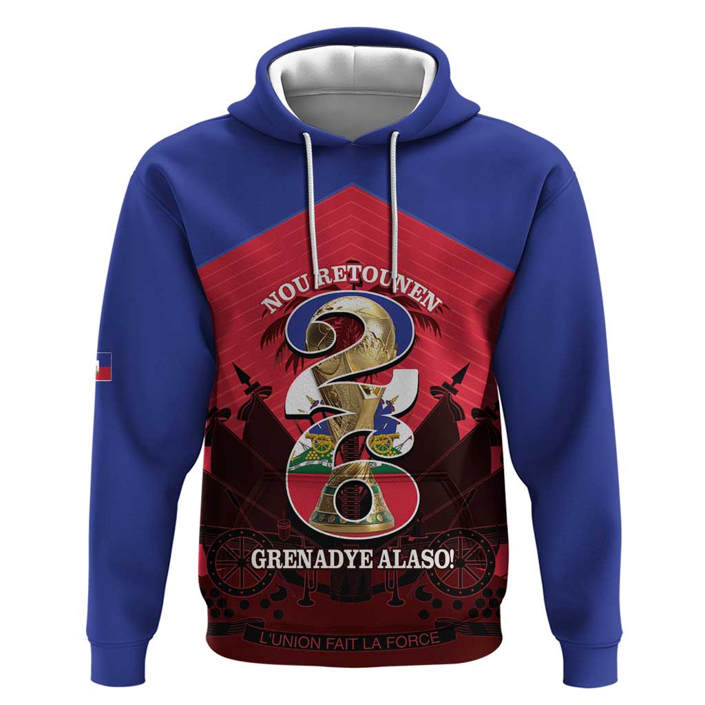 Personalized Les Grenadiers Haiti Football Hoodie 2026 Nou Retounen Red Version - Wonder Print Shop