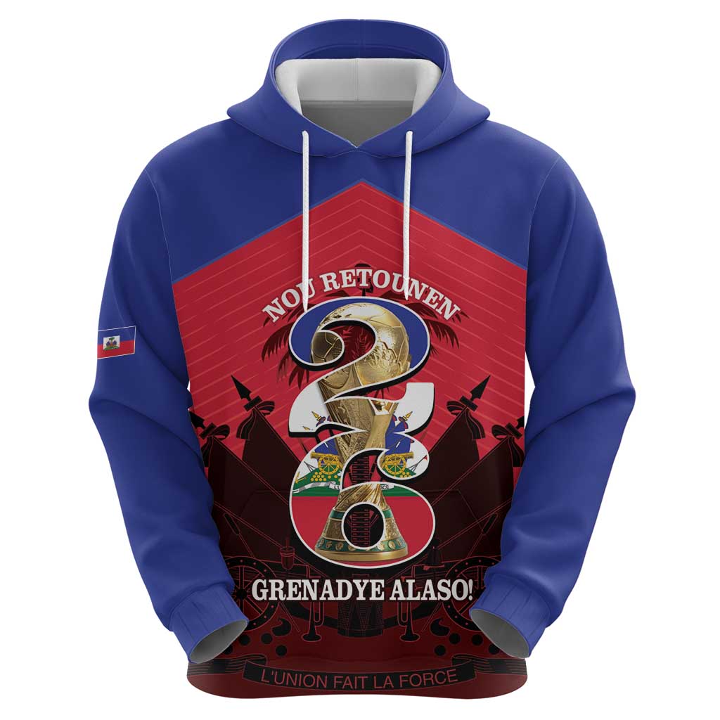 Personalized Les Grenadiers Haiti Football Hoodie 2026 Nou Retounen Red Version - Wonder Print Shop