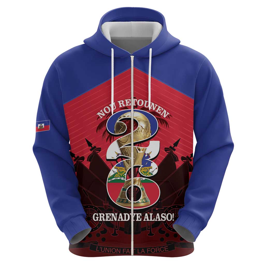 Personalized Les Grenadiers Haiti Football Hoodie 2026 Nou Retounen Red Version - Wonder Print Shop