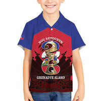 Personalized Les Grenadiers Haiti Football Kid Hawaiian Shirt 2026 Nou Retounen Red Version - Wonder Print Shop