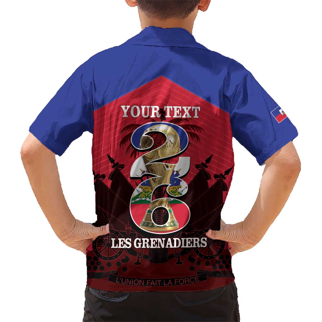 Personalized Les Grenadiers Haiti Football Kid Hawaiian Shirt 2026 Nou Retounen Red Version - Wonder Print Shop