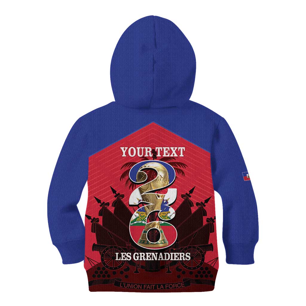 Personalized Les Grenadiers Haiti Football Kid Hoodie 2026 Nou Retounen Red Version - Wonder Print Shop