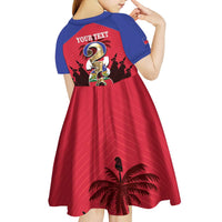 Personalized Les Grenadiers Haiti Football Kid Short Sleeve Dress 2026 Nou Retounen Red Version - Wonder Print Shop