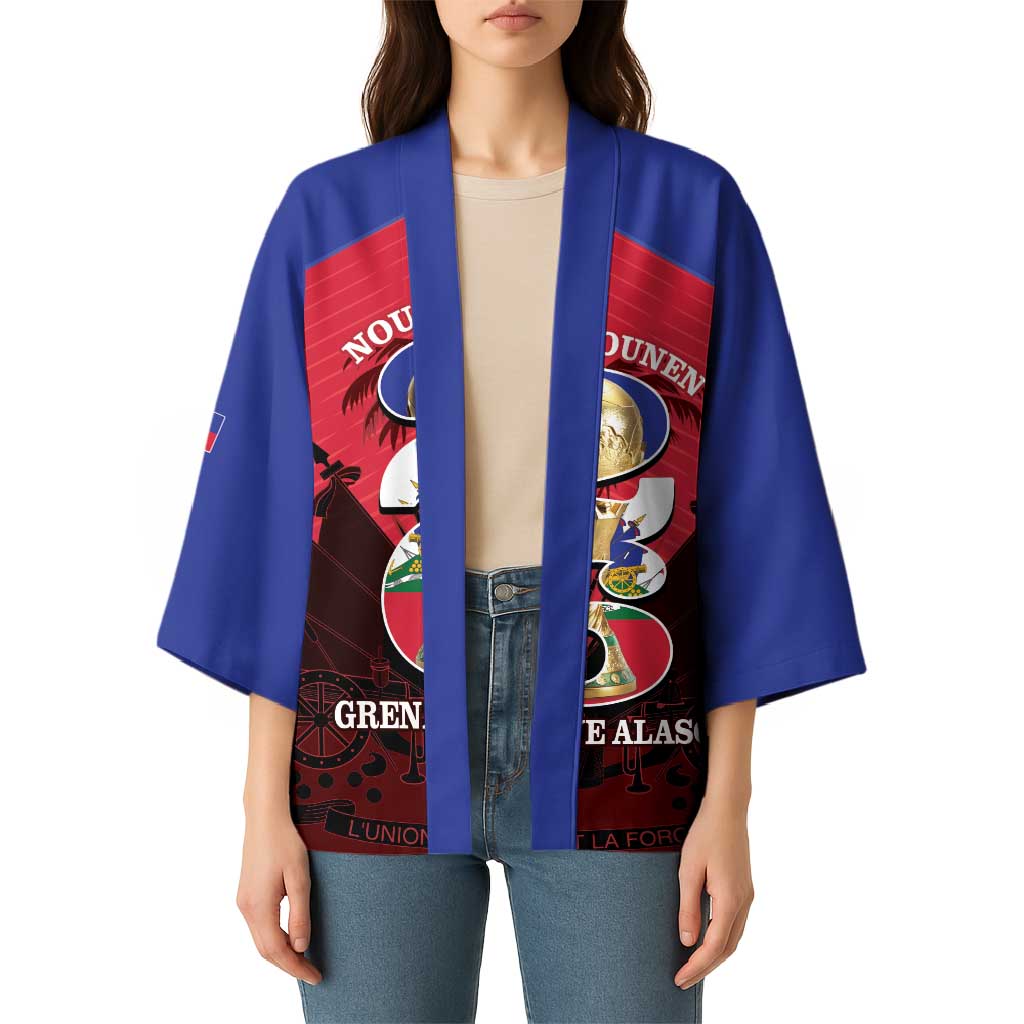 Personalized Les Grenadiers Haiti Football Kimono 2026 Nou Retounen Red Version - Wonder Print Shop