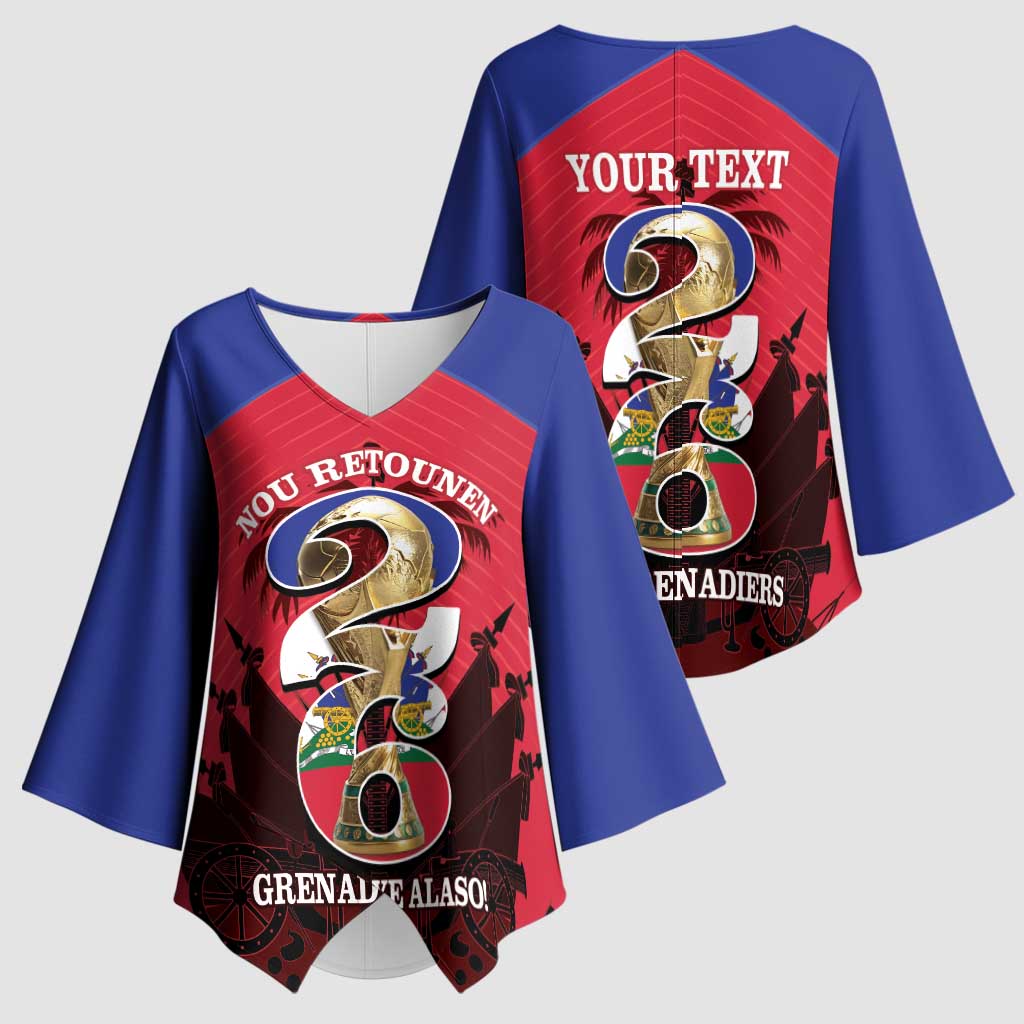 Personalized Les Grenadiers Haiti Football Kimono Sleeve Blouse 2026 Nou Retounen Red Version - Wonder Print Shop