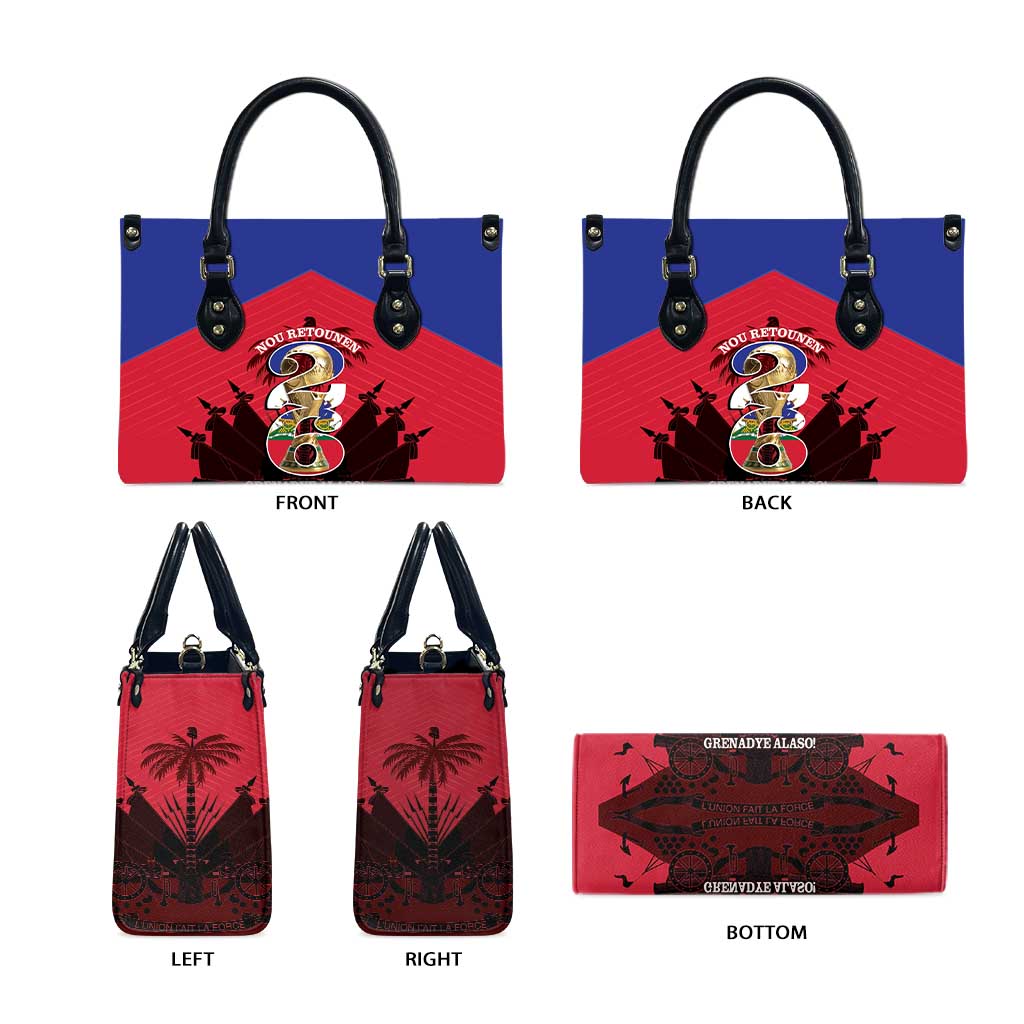 Les Grenadiers Haiti Football Leather Bag 2026 Nou Retounen Red Version - Wonder Print Shop