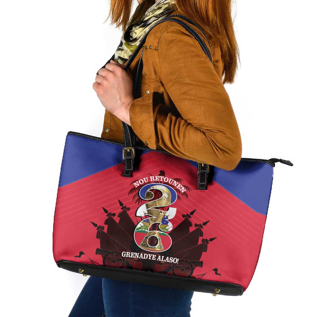 Les Grenadiers Haiti Football Leather Tote Bag 2026 Nou Retounen Red Version - Wonder Print Shop
