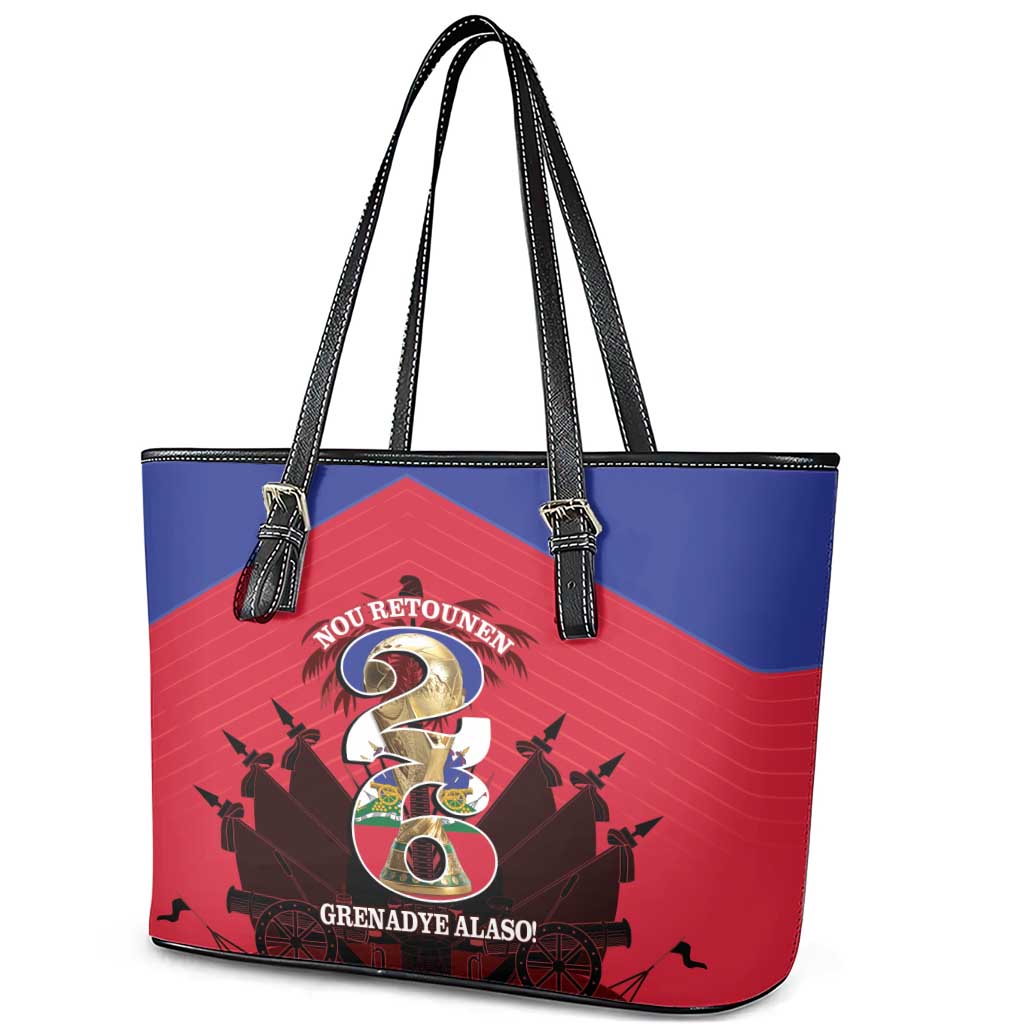 Les Grenadiers Haiti Football Leather Tote Bag 2026 Nou Retounen Red Version - Wonder Print Shop