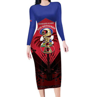 Personalized Les Grenadiers Haiti Football Long Sleeve Bodycon Dress 2026 Nou Retounen Red Version - Wonder Print Shop