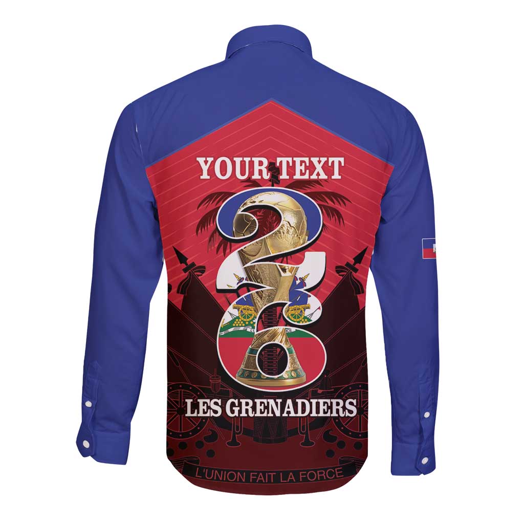 Personalized Les Grenadiers Haiti Football Long Sleeve Button Shirt 2026 Nou Retounen Red Version - Wonder Print Shop
