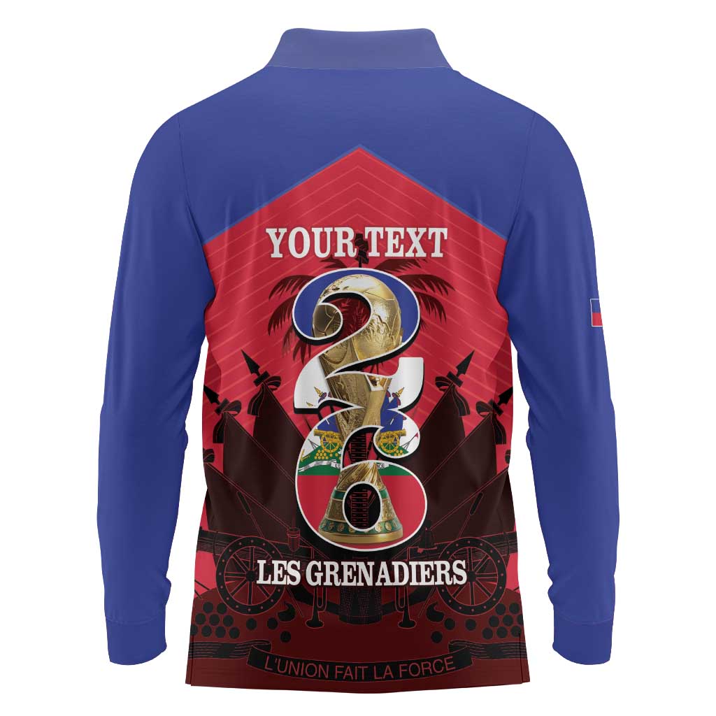 Personalized Les Grenadiers Haiti Football Long Sleeve Polo Shirt 2026 Nou Retounen Red Version - Wonder Print Shop