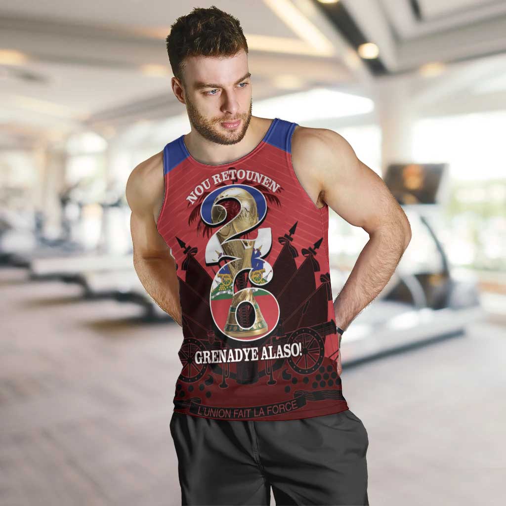 Personalized Les Grenadiers Haiti Football Men Tank Top 2026 Nou Retounen Red Version - Wonder Print Shop