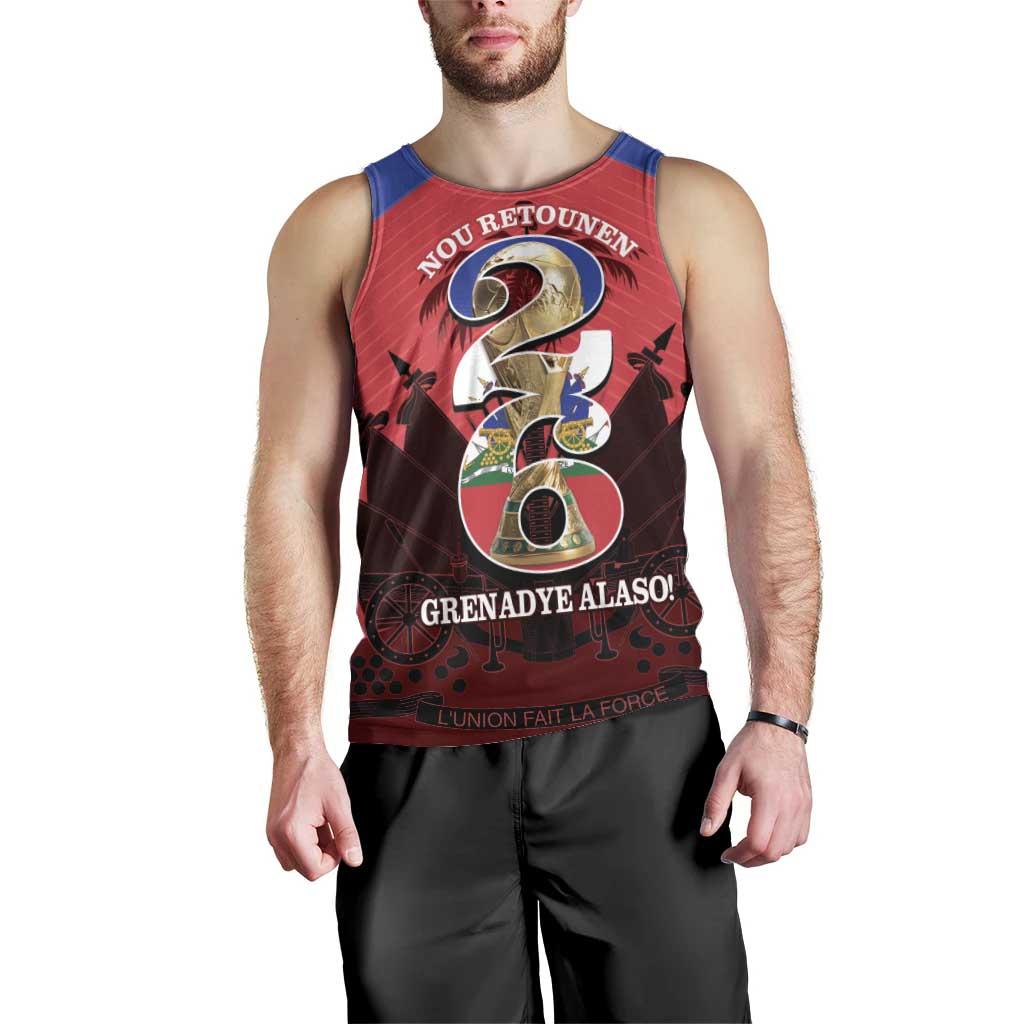 Personalized Les Grenadiers Haiti Football Men Tank Top 2026 Nou Retounen Red Version - Wonder Print Shop