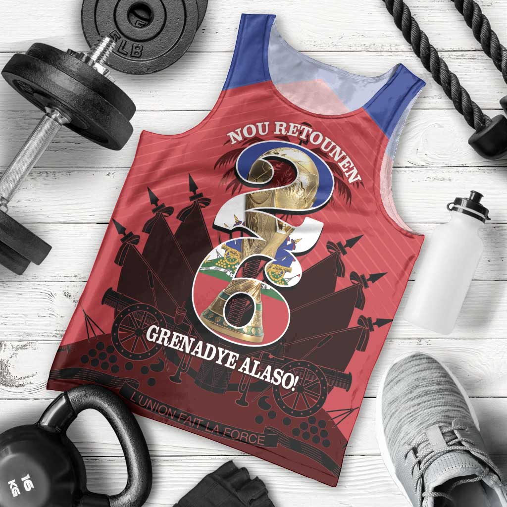 Personalized Les Grenadiers Haiti Football Men Tank Top 2026 Nou Retounen Red Version - Wonder Print Shop