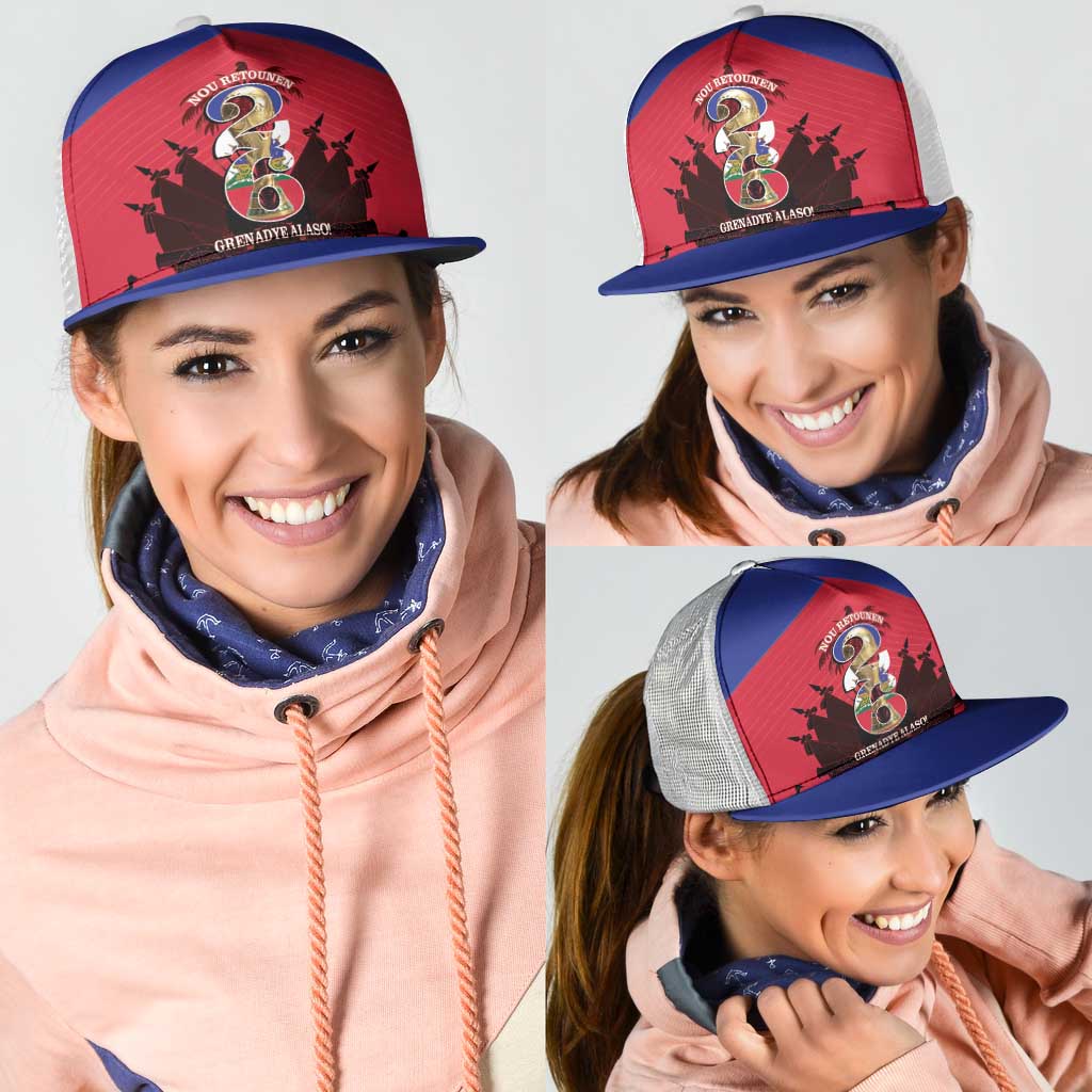 Les Grenadiers Haiti Football Mesh Trucker Cap 2026 Nou Retounen Red Version - Wonder Print Shop