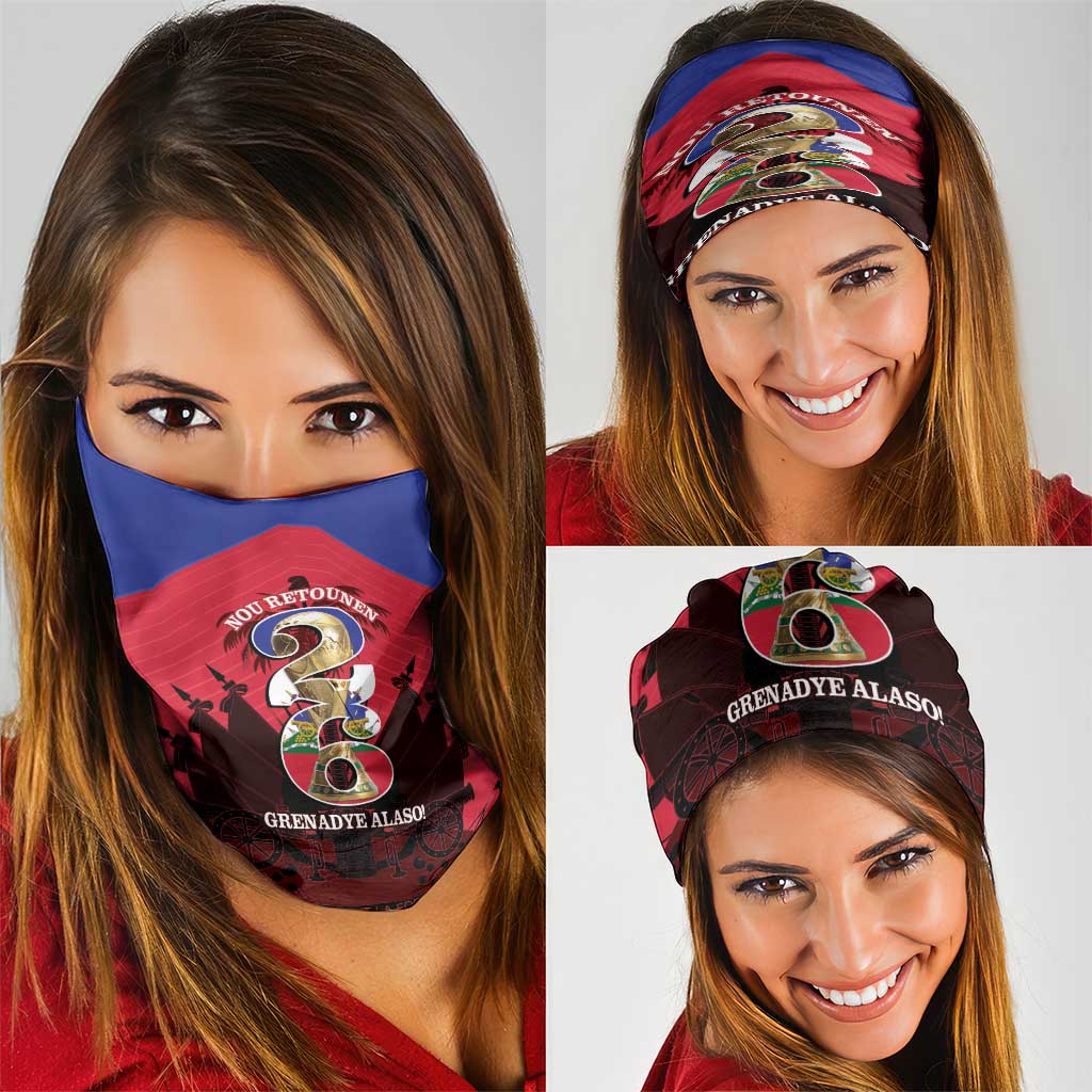 Les Grenadiers Haiti Football Neck Gaiter 2026 Nou Retounen Red Version - Wonder Print Shop