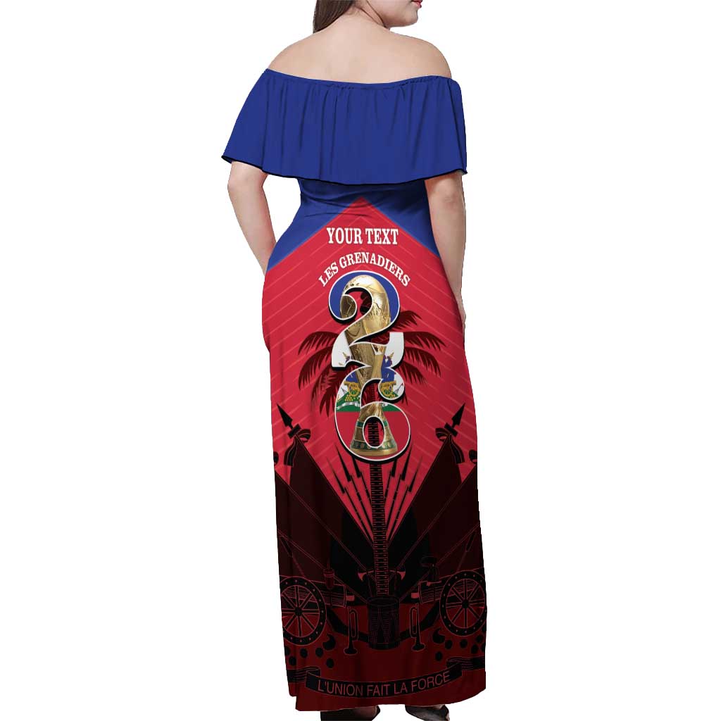 Personalized Les Grenadiers Haiti Football Off Shoulder Maxi Dress 2026 Nou Retounen Red Version - Wonder Print Shop