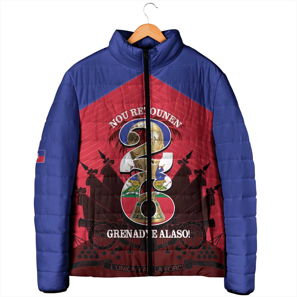 Personalized Les Grenadiers Haiti Football Padded Jacket 2026 Nou Retounen Red Version - Wonder Print Shop
