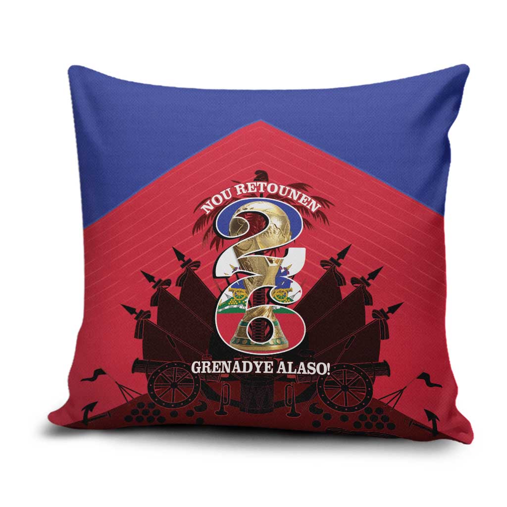 Les Grenadiers Haiti Football Pillow Cover 2026 Nou Retounen Red Version - Wonder Print Shop