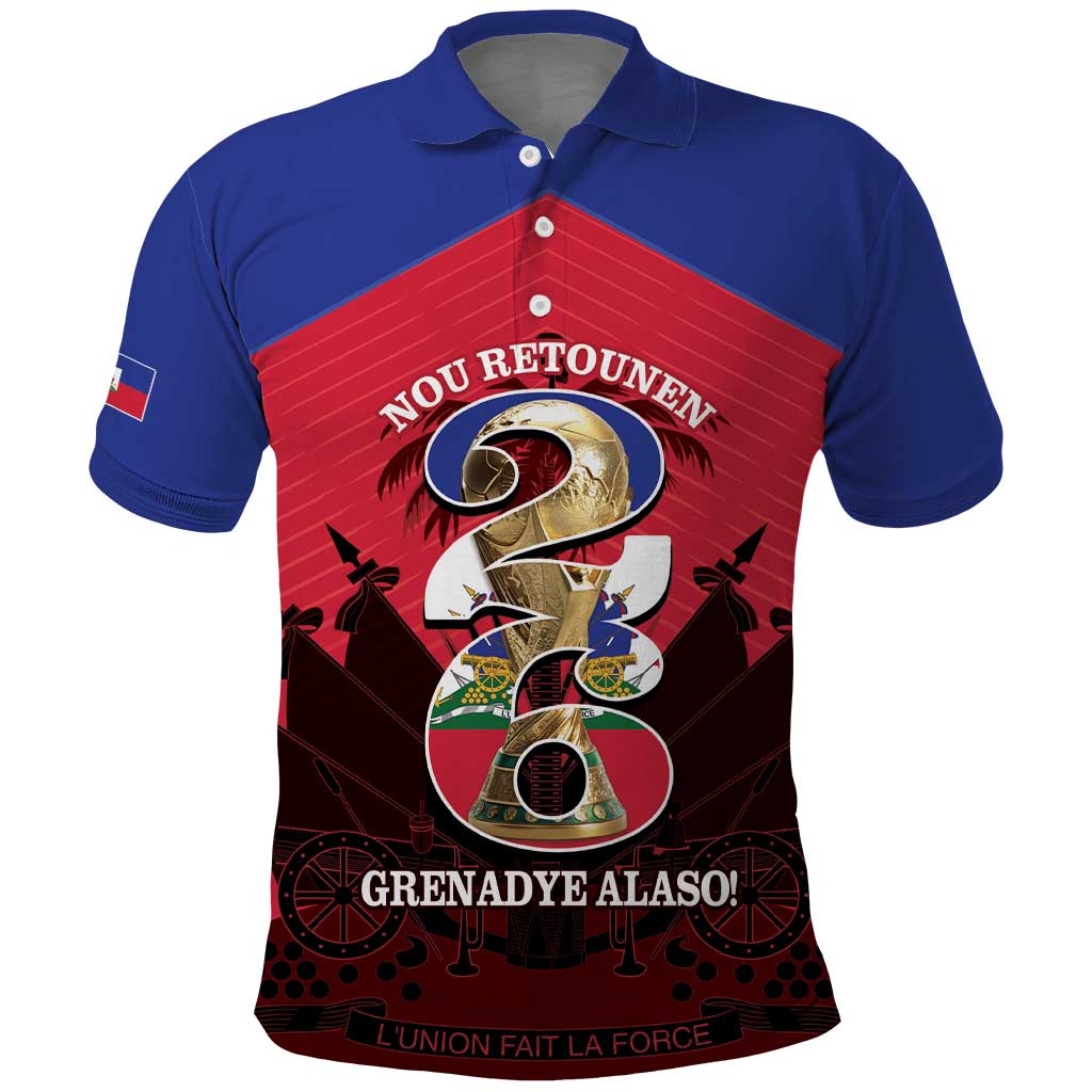 Personalized Les Grenadiers Haiti Football Polo Shirt 2026 Nou Retounen Red Version - Wonder Print Shop