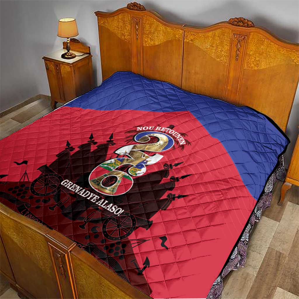Les Grenadiers Haiti Football Quilt 2026 Nou Retounen Red Version - Wonder Print Shop
