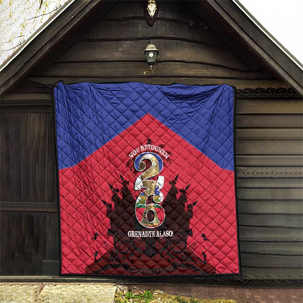 Les Grenadiers Haiti Football Quilt 2026 Nou Retounen Red Version - Wonder Print Shop