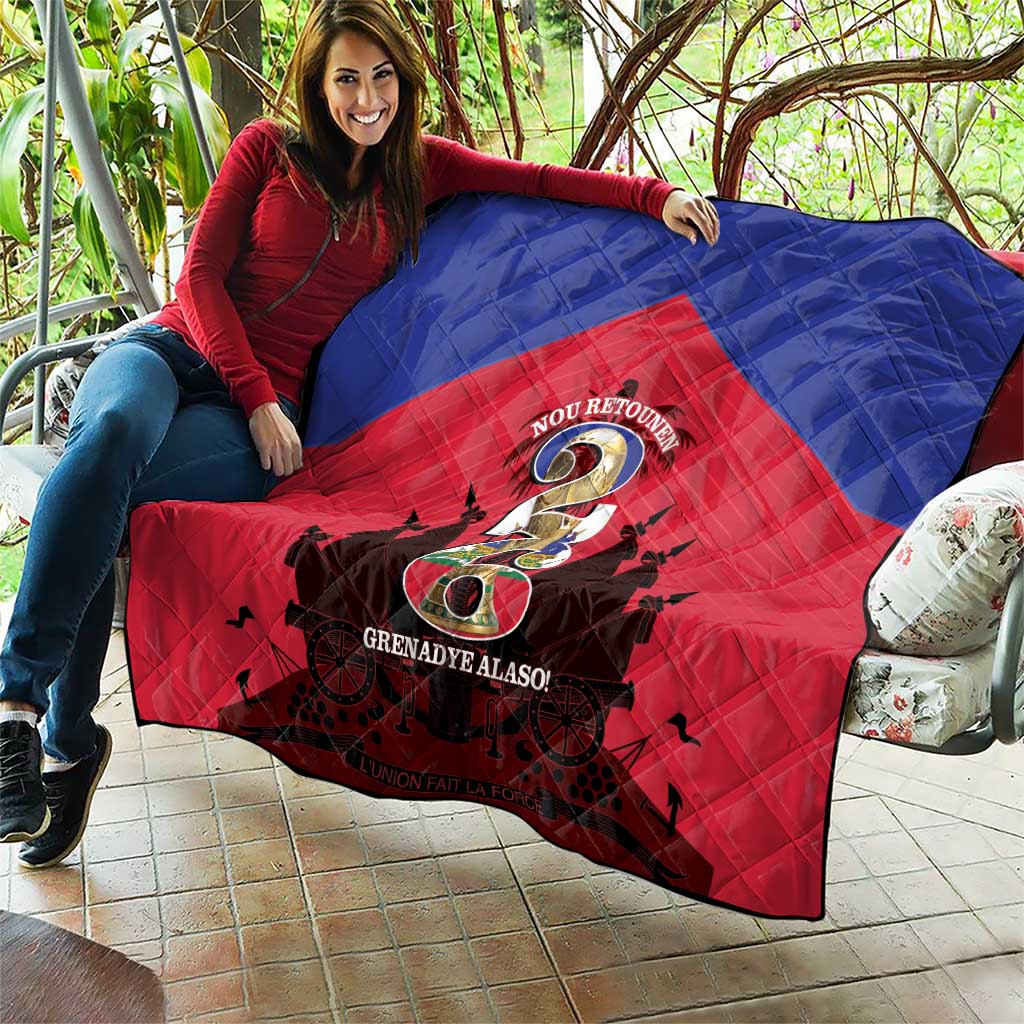 Les Grenadiers Haiti Football Quilt 2026 Nou Retounen Red Version - Wonder Print Shop