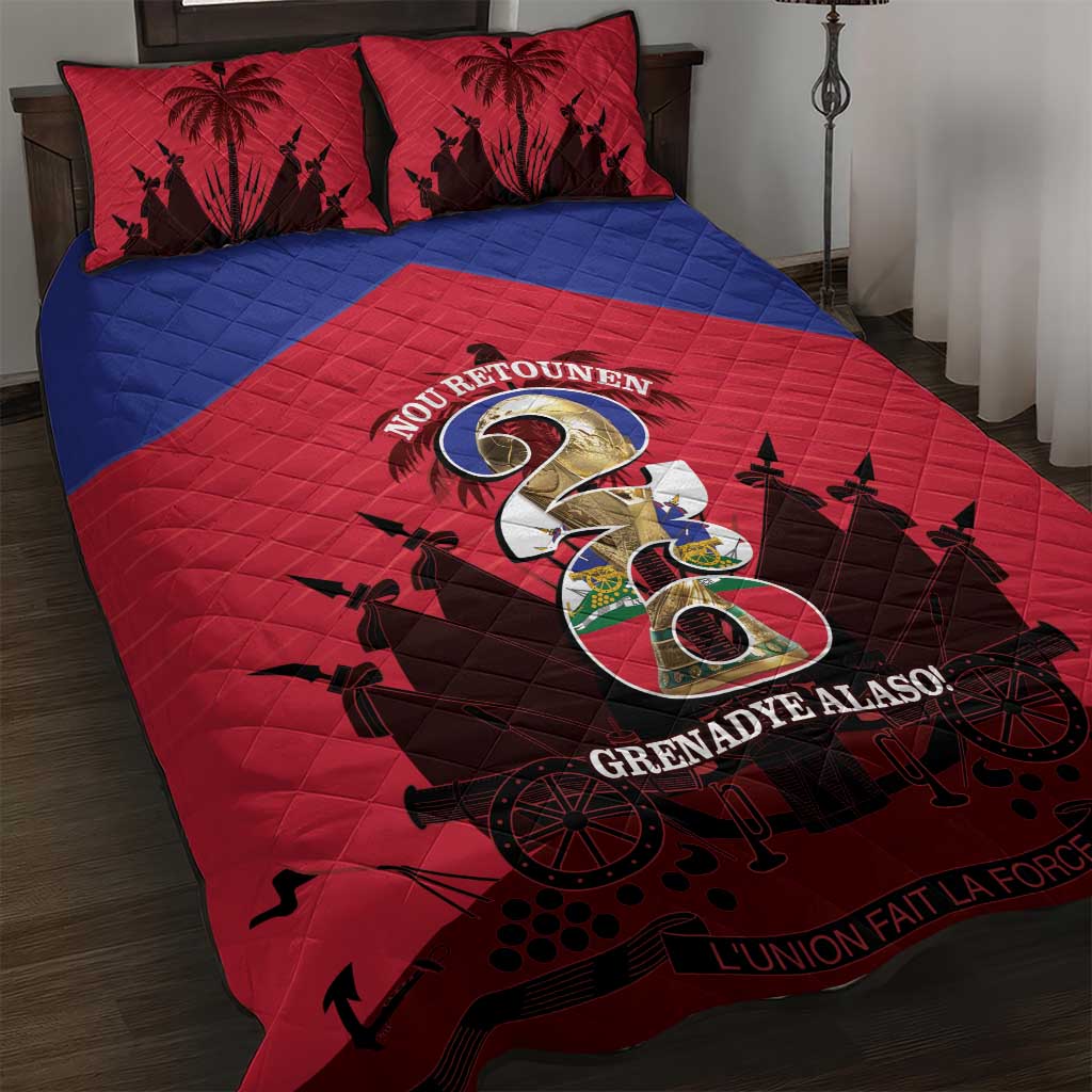 Les Grenadiers Haiti Football Quilt Bed Set 2026 Nou Retounen Red Version - Wonder Print Shop