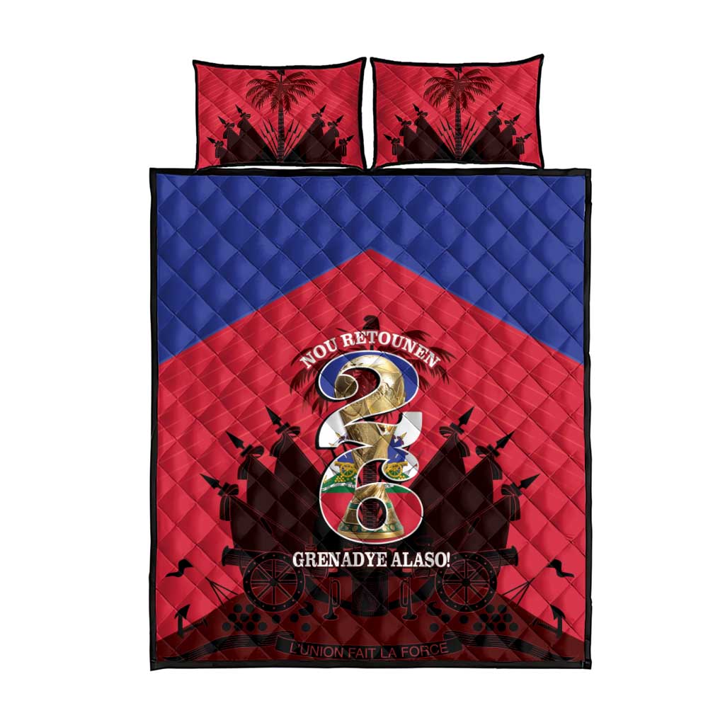Les Grenadiers Haiti Football Quilt Bed Set 2026 Nou Retounen Red Version - Wonder Print Shop